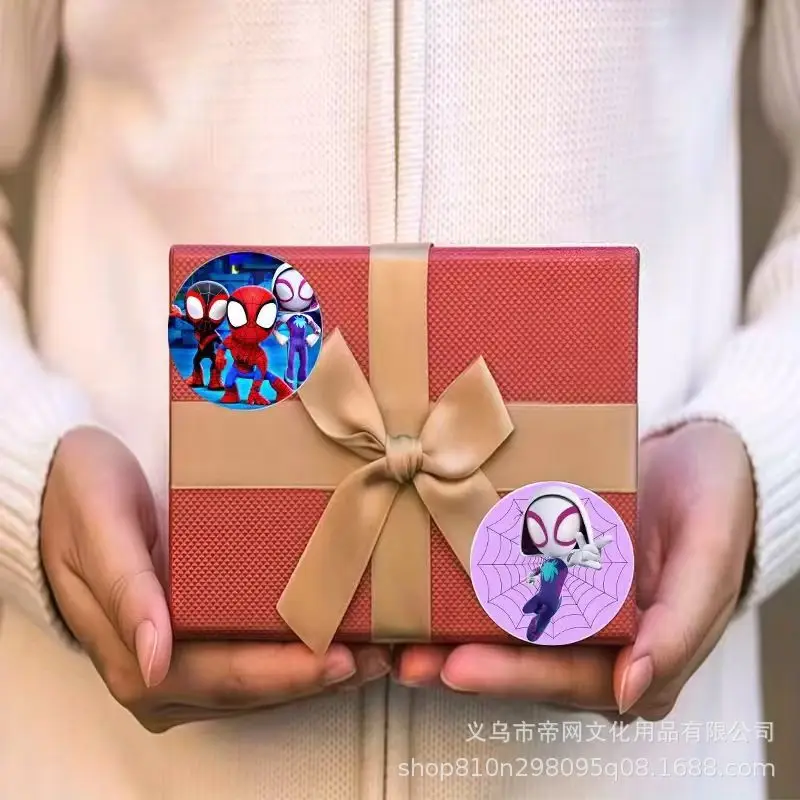 500pcs/롤 귀여운 마블의 어벤저스 슈퍼 히어로 스파이더맨 씰링 스티커 DIY PVC 노트북 데칼 장식 보상 선물 장난감