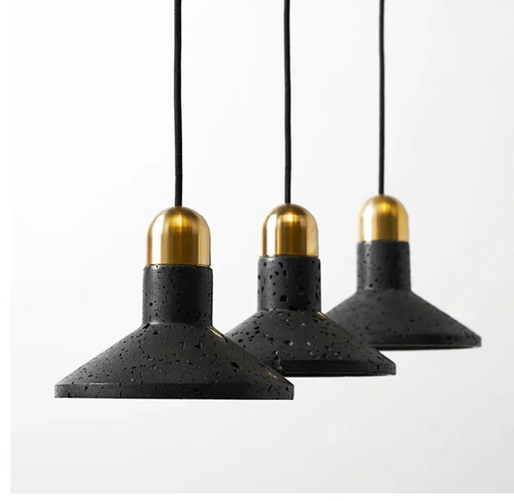 Description Picture 6 of itemBlack Retro Industrial Style Pendant Hanging Lamp Hole Stone LED Pendel Lamp Nordic Art Design Chandelier Bar Dining Bedroom