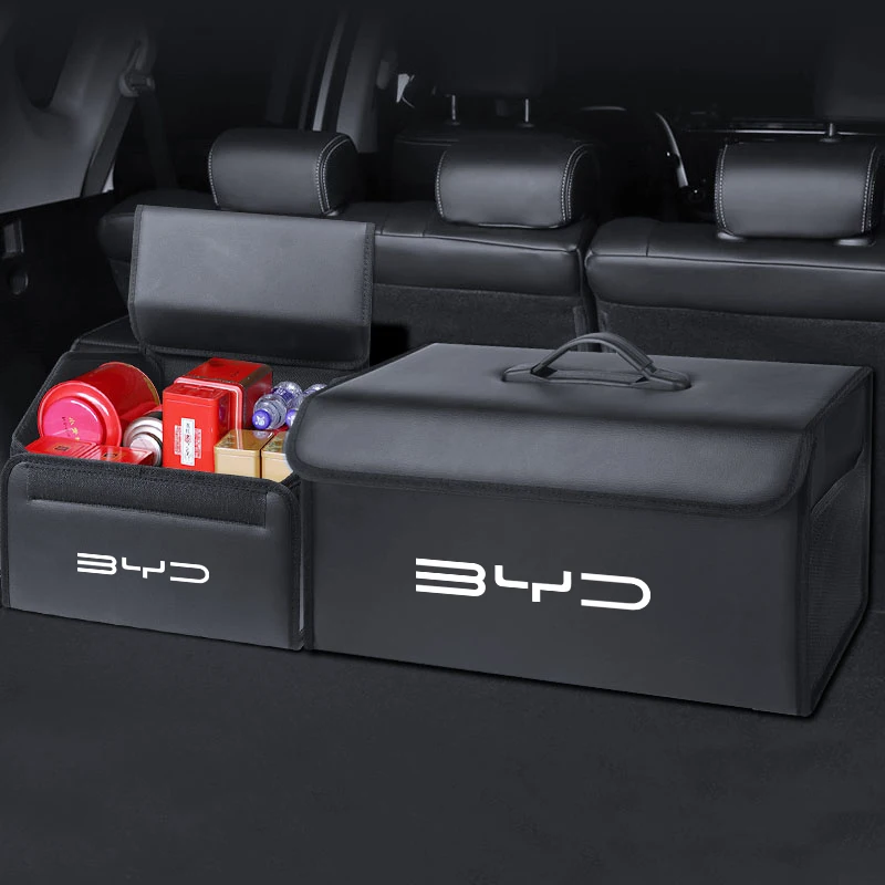 Car Trunk Storage Bag Leather Camping Box Collapsible For BYD Atto 3 Yuan Plus F3 E6 G3 F0 I3 Ea1 Song Max Tang Dmi 2din G6 Qin