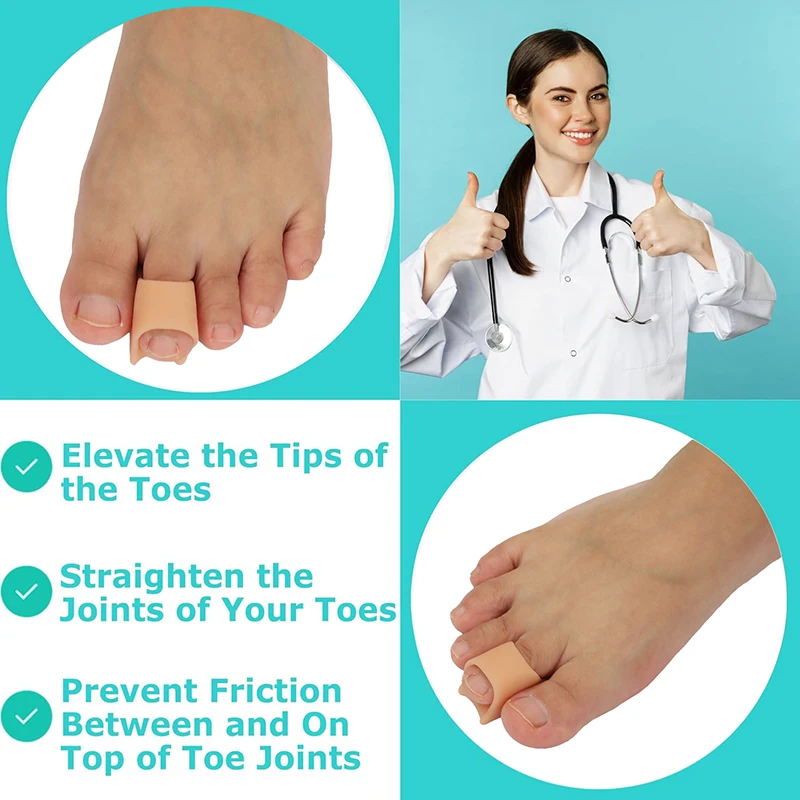 Pexmen 2/4Pcs Hammer Toe Straightener Hammertoe Corrector for Curled Crooked Bent and Claw Toes Lift Toe Tip Toe Cushion 6