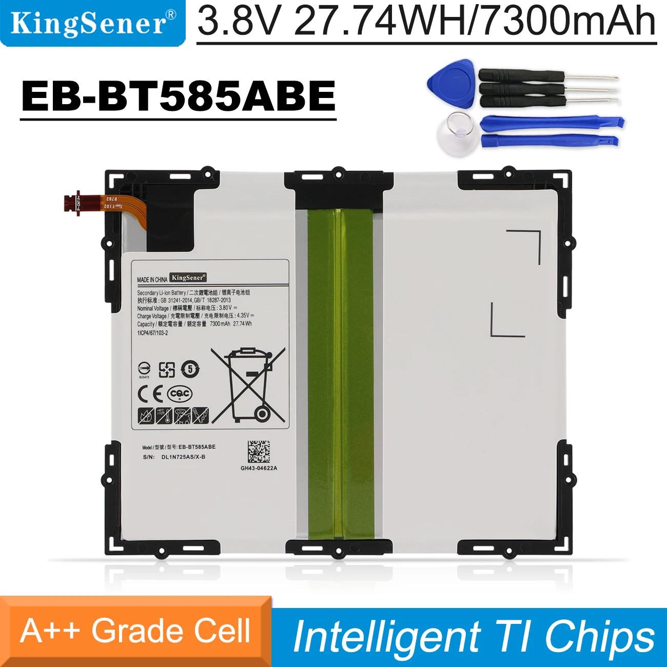 Bateria do Tablet Kingsener para Samsung Galaxy Tab a Eb-bt585aba Sm-t580 Sm-t585 Sm-p580 Sm-t585 Sm-p580 Sm-p587 10.1 2023