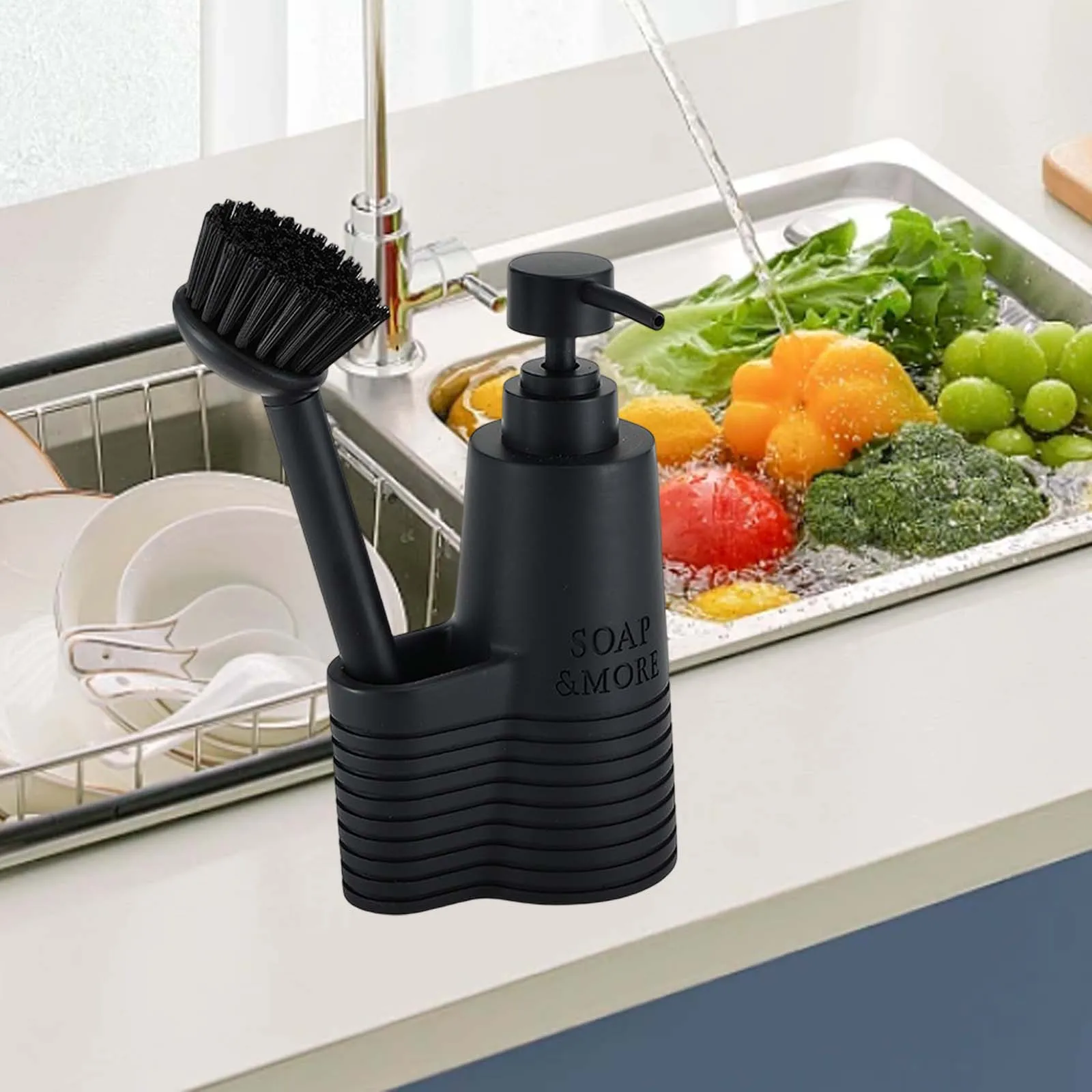 Soap Dispenser Kitchen Liquid Hand Soap Dispenser for Sponges Scrubbers Easy Clean Brush Holder Non Slip Pump