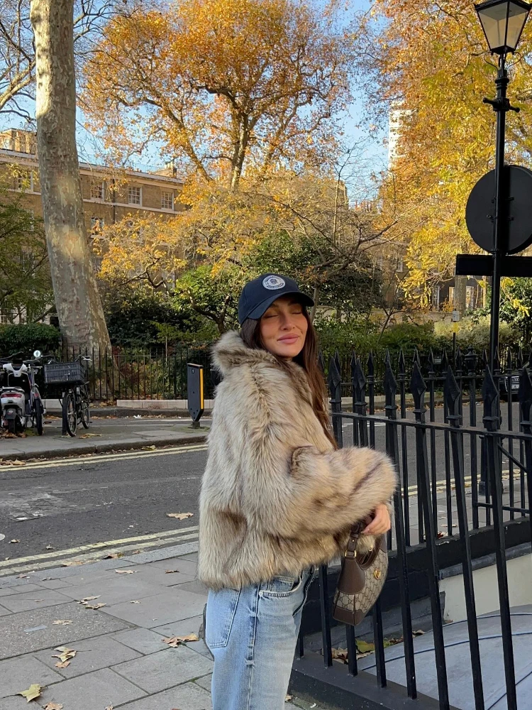 RR2887 Bomber Vintage corto in pelliccia sintetica per donna