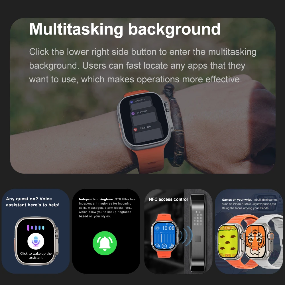 2023 DT8 Ʈ ġ GPS ɹڼ   ͸  NFC AI  IPS ü Smartwatch