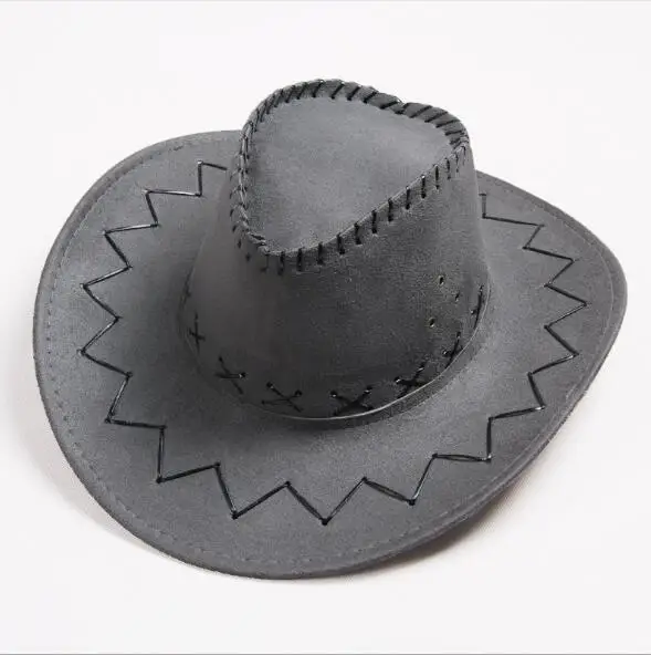  - Casual Western Cowboy Hat Sun Hat Cowgirls Children Hat Artificial Suede Wide Brim Leisure Halloween Men Woman Hat