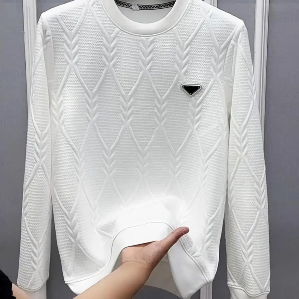 

Men Solid Color Sweatshirt Soft Sweatshirt Men's Plus Size Solid Color Sweatshirt with Detail Elastic Cuff Warm Winter for Mid