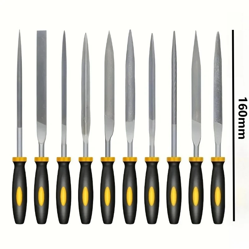 10 pcs MiNi  Needle File Set - High-Carbon Steel Precision Files with Non-Slip Handles for Wood, Plastic & Model Making