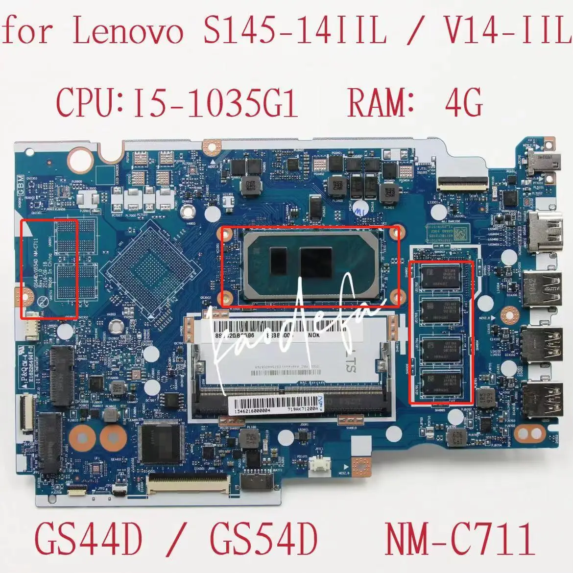 

NM-C711 Mainboard For Lenovo Ideapad S145-14IIL /V14-IIL Laptop Motherboard CPU:I5-1035G1 RAM:4G DDR4 FRU: 5B20S43837 5B20S43838