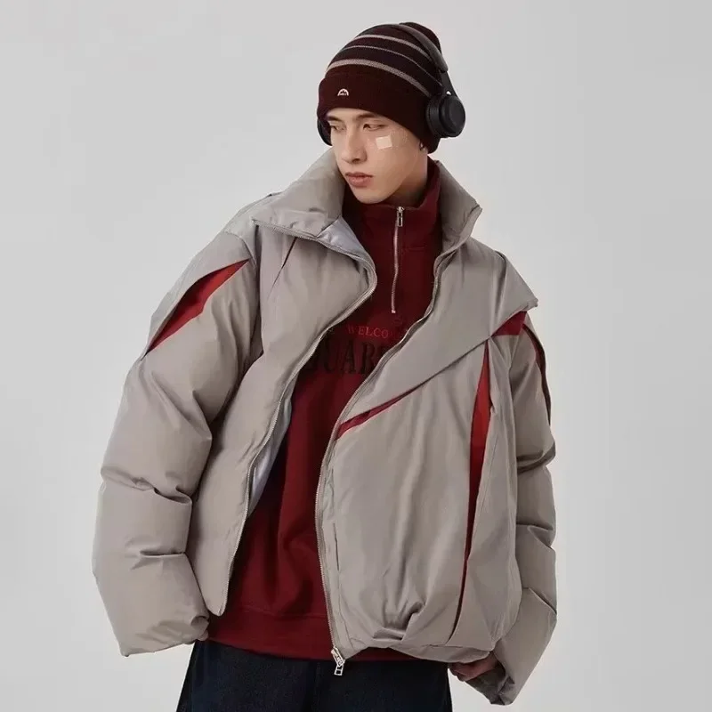 American Cotton Padded Jacket Men Women Winter High Street Thicken Warm Stand Collar Coat Hip Hop Loose Cutting Design Outwear cotton jacket parka coat parkas coat