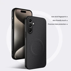 Magnetic Carbon Fiber Phone Case with Enhanced Protection - Galaxy A37 (Black)