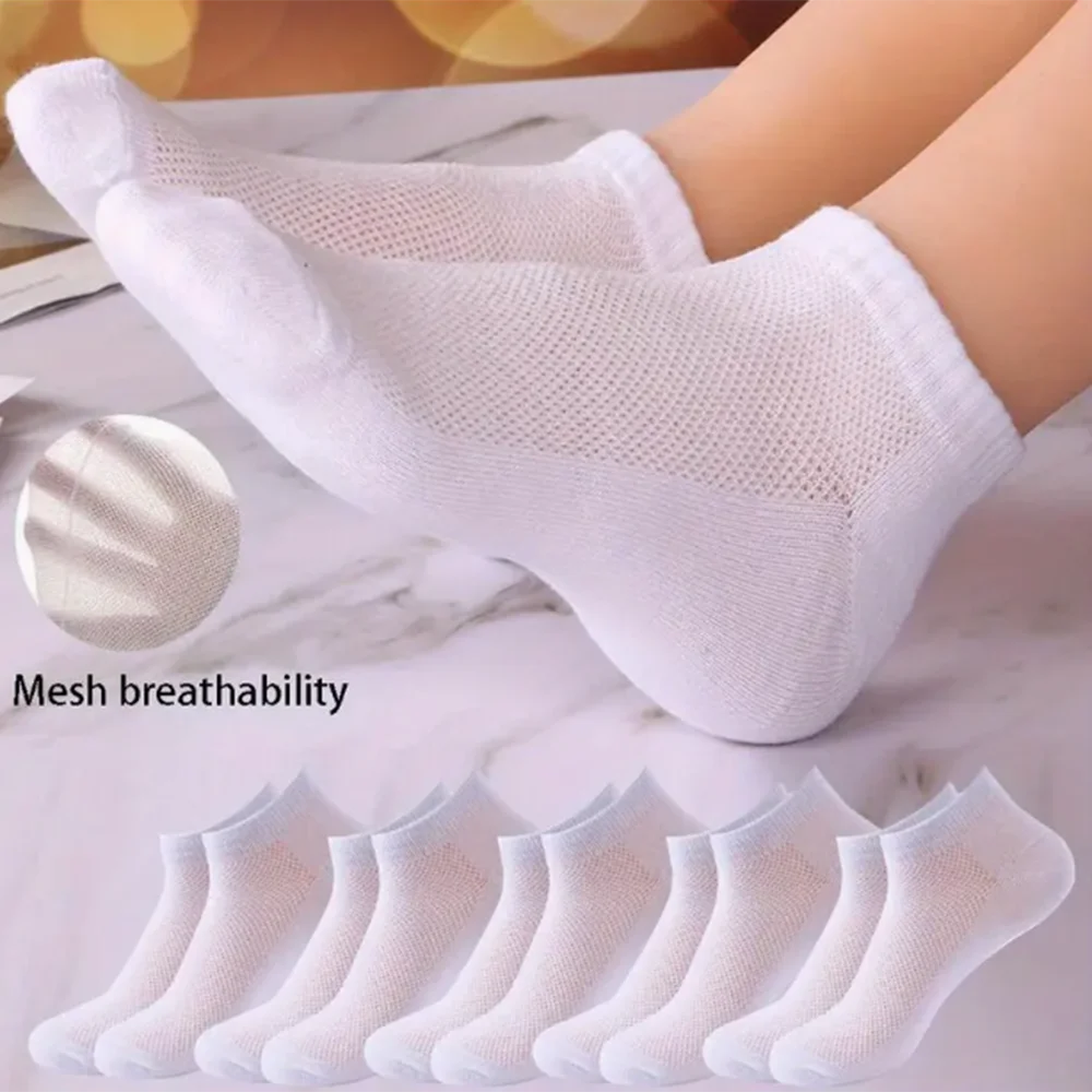 Women's Summer Mesh Ankle Athletic Running Socks Black&White&Gray Thin Low Cut Socks Breathable No Show Sports Men's Socks Image 2