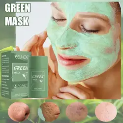 Green Tea Face Deep Cleaning Mud Solid Oil Control Moisturizing Shrink Pores Blackhead Acne Masks Facial Skin Care