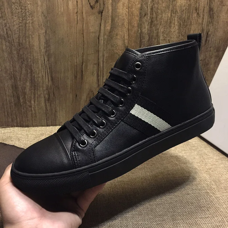 

23 new winter high-top shoes men's genuine leather cashmere warm trend casual shoes