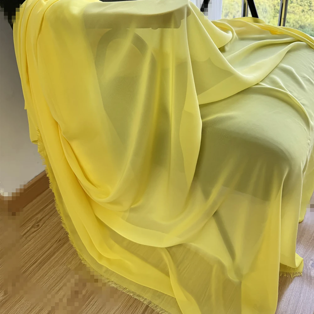 Yellow Chiffon Fabric - Perfect for Sewing Curtains, Summer Dresses, Lining, Wedding Decor, and DIY Projects