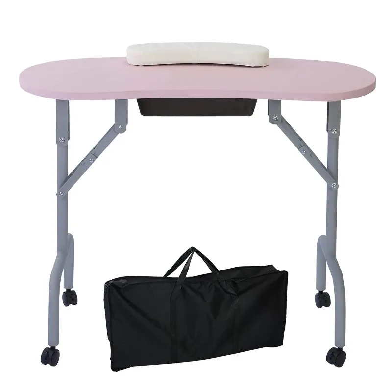 Portable Manicure Table Foldable Nail Desk with Large Drawer Nail Tech Table computer desk in bed portable foldable adjustable bamboo laptop desk breakfast serving bed tray with tilting top drawer