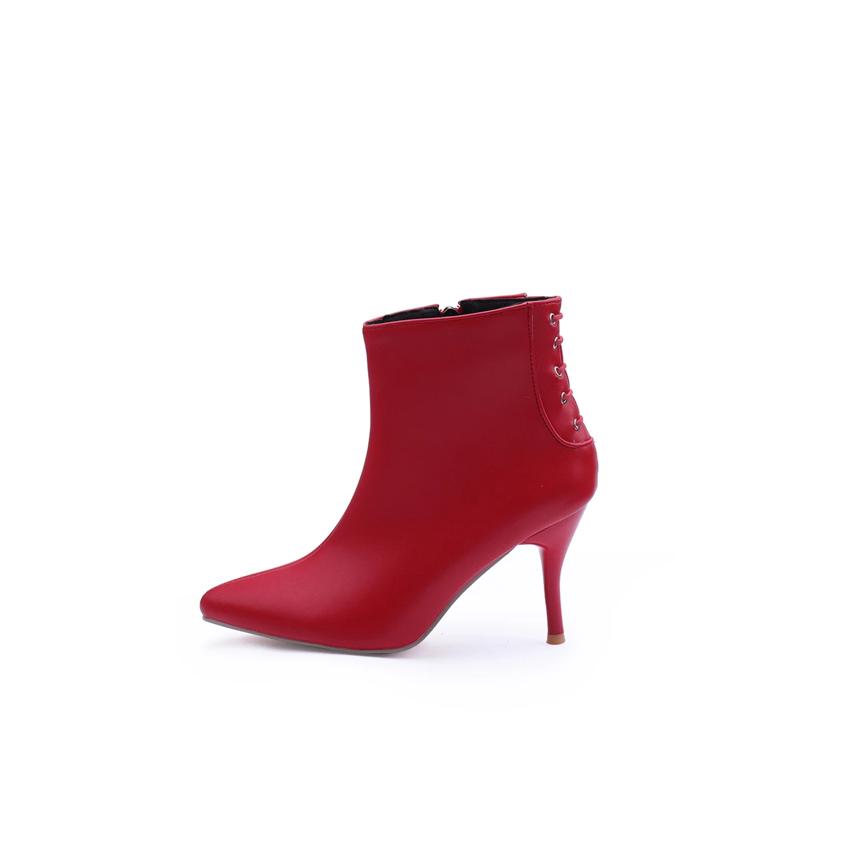 Rote Damenstiefel, kurze Stiefel, weiß, schwarz, elegantes Damengeschenk, luxuriöser Designer-Stil, neue Damen-Stiefeletten für Herbst und Winter, hohe Absätze, spitzer Zehenbereich, Stiletto-Absatz, Reißverschluss-Sti – Detail 16