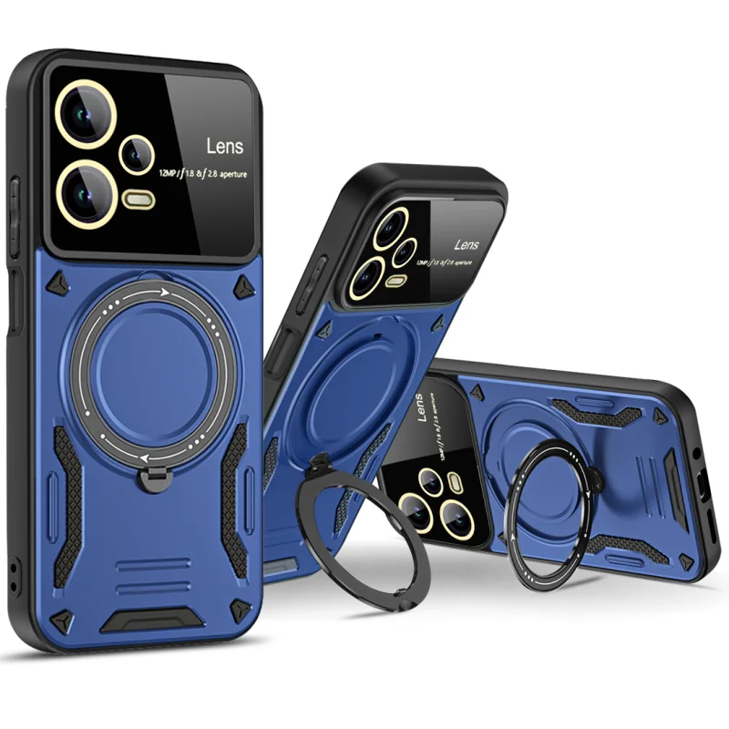 Armor Shockproof Phone Case With Stand Holder And Lens Protector_voghion.com