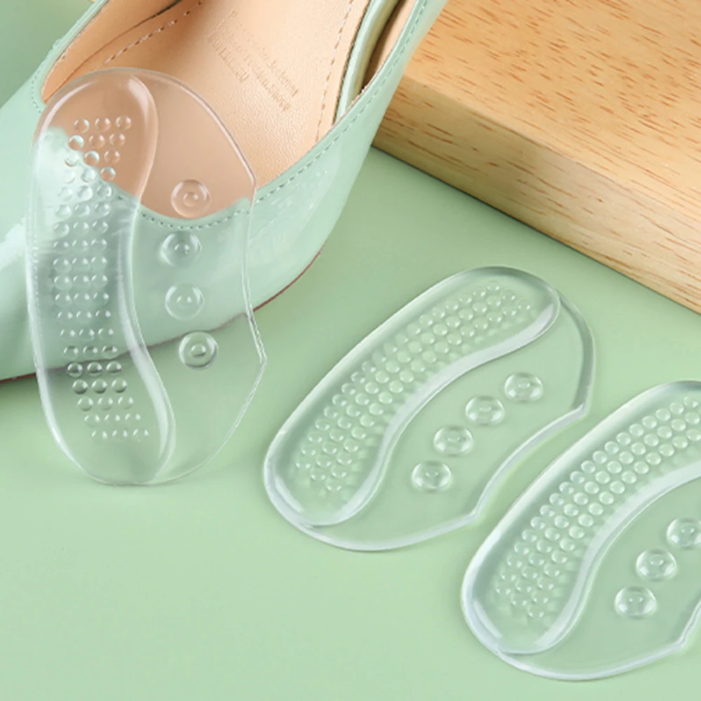 1Pair Silicone Gel Insoles Women Heel Spur Pain Relief Foot Cushion High Heels Half Insole Antiwear Protector Stickers Shoe Pads