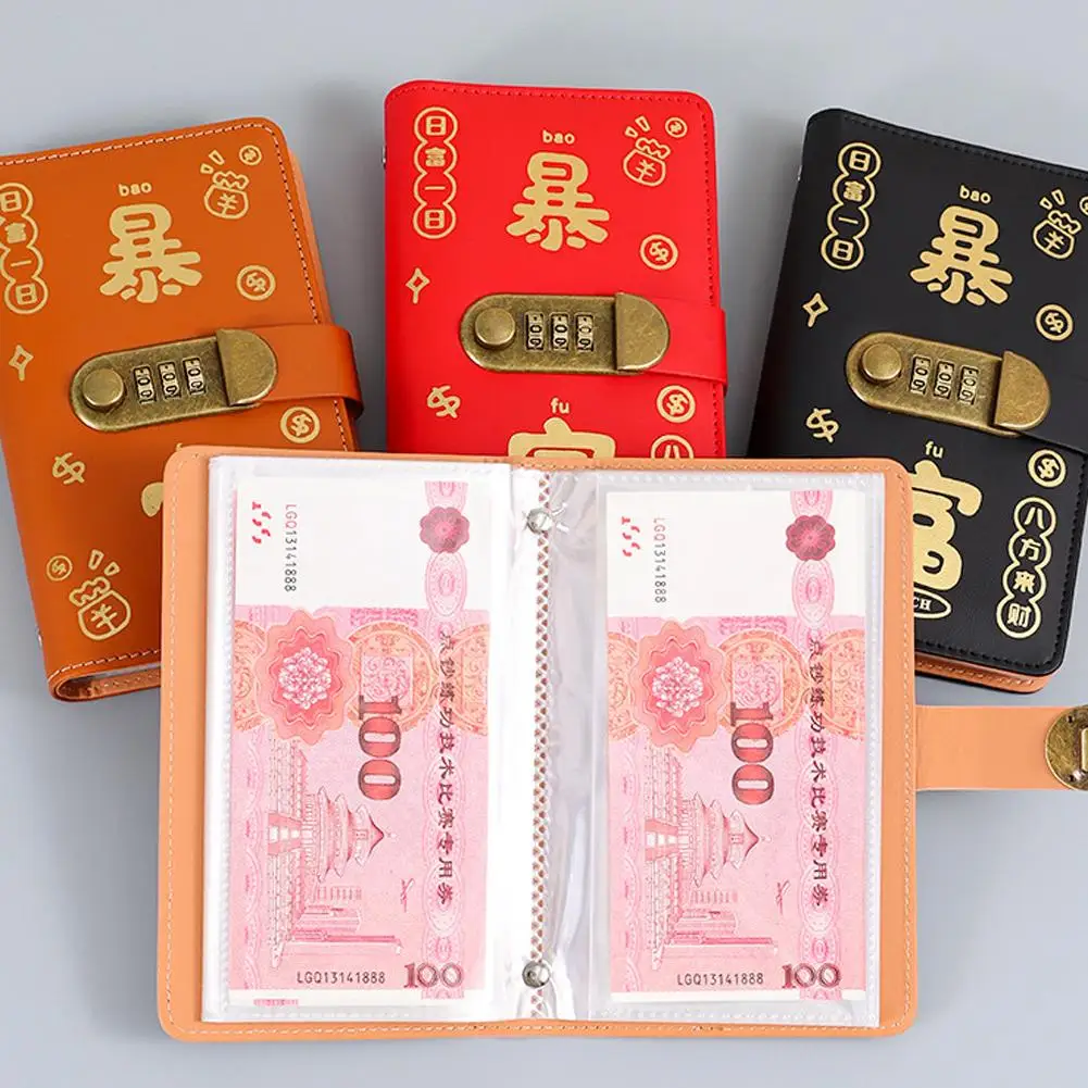 Envelopes Money Saving with Password Lock &ndash; Waterproof PU Leather Reusable Cash Envelopes for Travel Family Budget