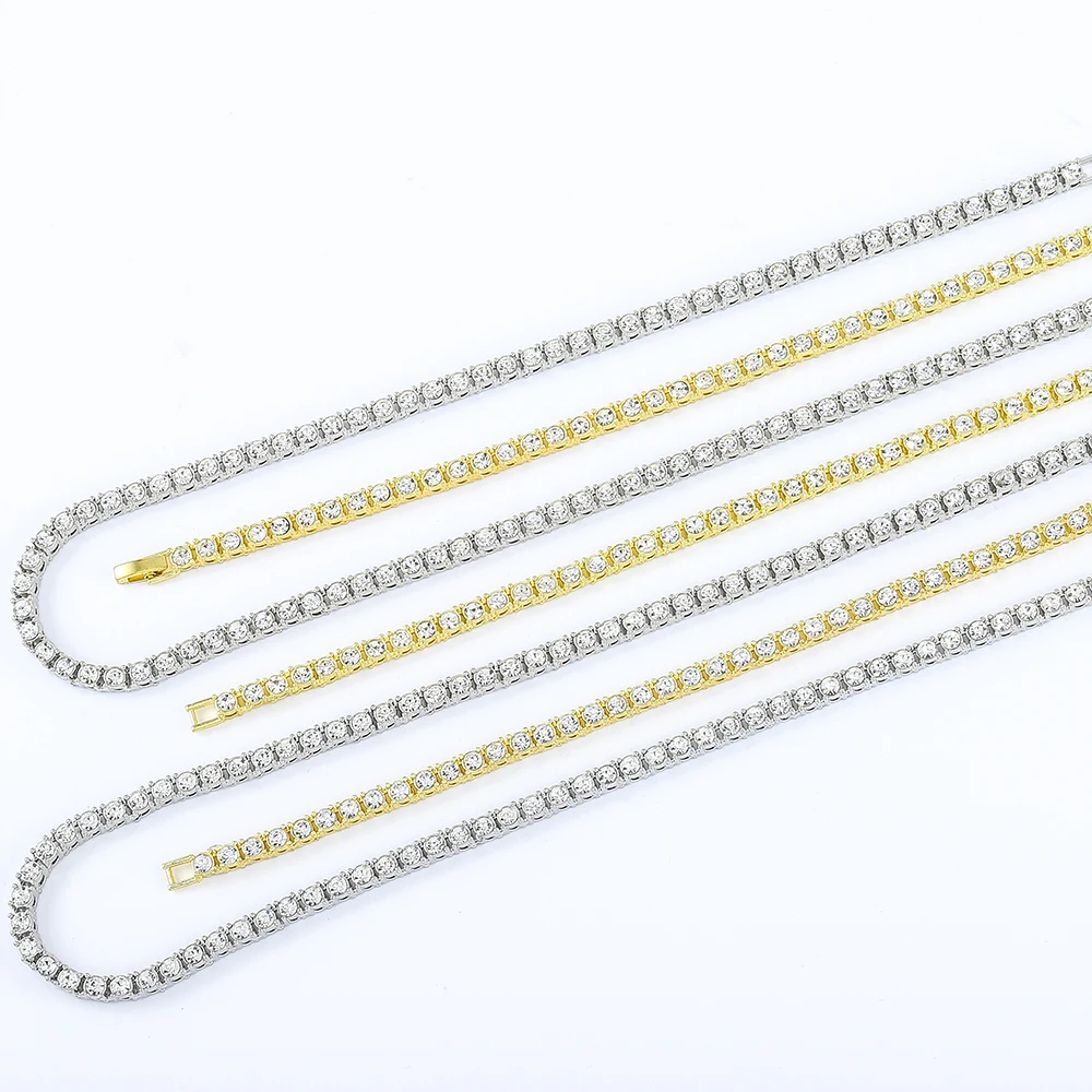 Full Rhinestone Tennis Link Chain complete set