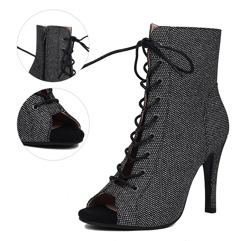 Women's Dance Shoes Girls Latin Dance Salsa Dance Boots Trend Snake Pattern Leopard Pattern Dance Club Stiletto Shoes Heel 11CM 5