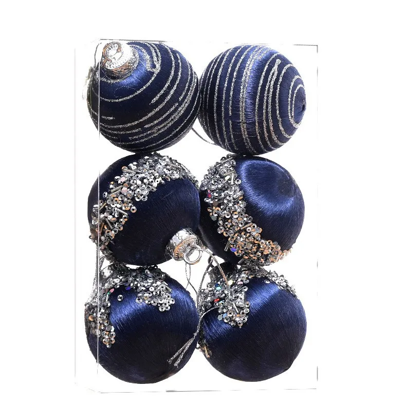 6/12 piezas de bolas navideñas de terciopelo, adorno colgante para árbol de Navidad, exquisita bola colgante de terciopelo para decoración de fiesta navideña en el hogar