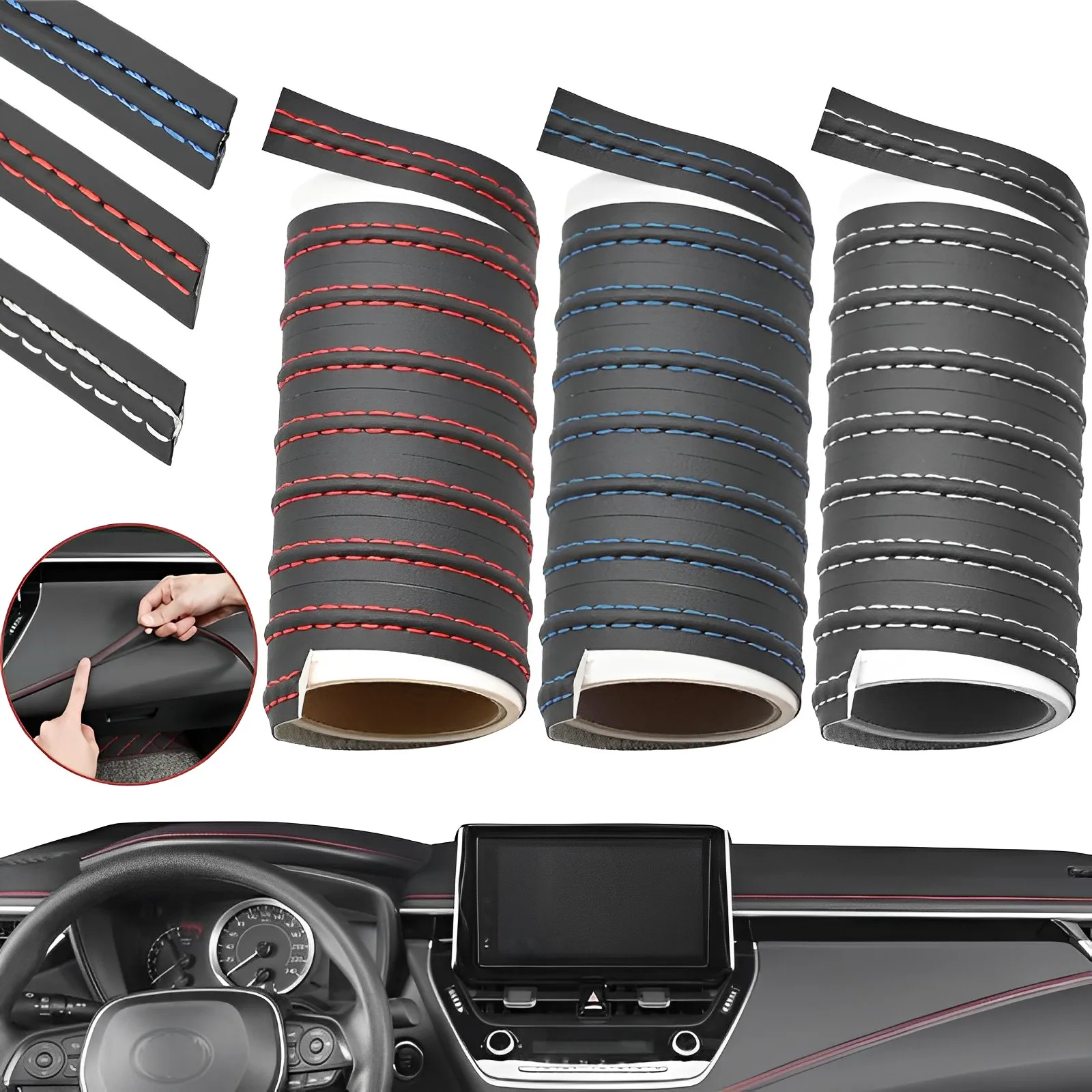 

50/200CM Car Self-adhesive Moulding Trim Decor Line PU Leather DIY Braid Dashboard Strips Car Styling Auto Interior Accessories