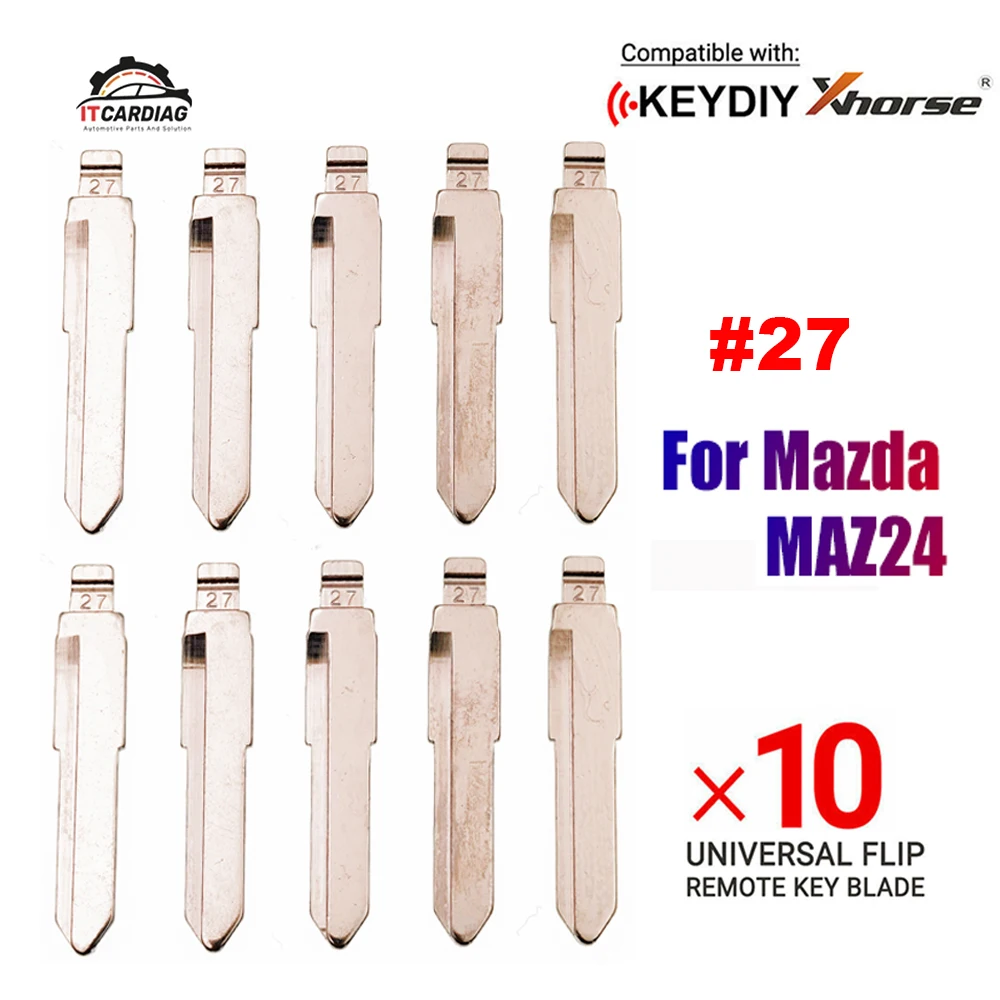 

10Pcs/Lot #27 Metal Blank Uncut Flip KD Remote Key Blade MAZ24 for Mazda M3 M5 M6 Replacement Flip Floding Remote Key Blade