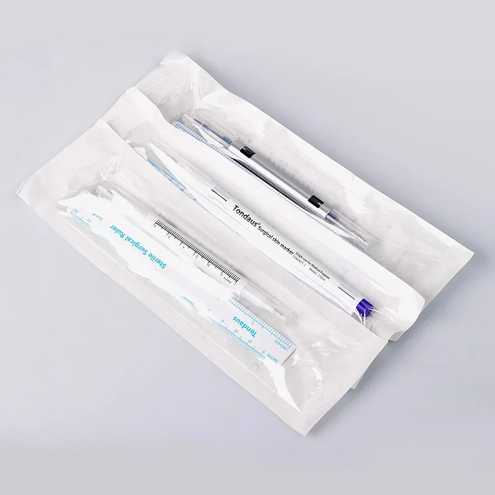 1pcs White Surgical Eyebrow Tattoo Skin Marker Pen Tool Accessories Tattoo Marker Pen with Measuring Ruler Microblading Position