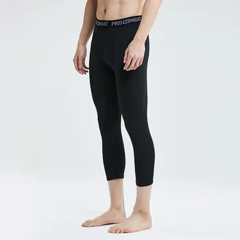 농구 타이트 팬츠 Mens 7 높은 탄성 훈련 스포츠 피트니스 7 점 레깅스 빠른 건조