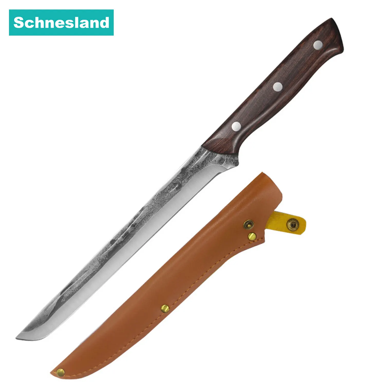 Schnesland 8 Inch Ham Knife With Sheath BBQ Meat Cutting Knife Brisket Knife High Carbon