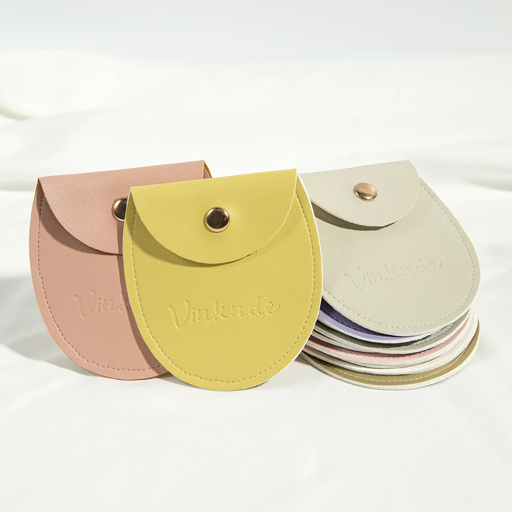 50pcs Leather Round Button Envelope Gift Bag Custom Logo Jewelry Packaging Earrings Necklace Brooch Package Small Ring Pouch