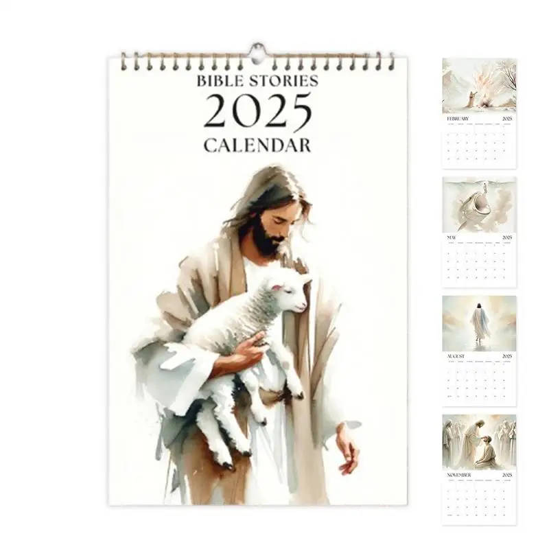 2025 Wall Calendar Christian Bible Stories 12 Months Wall Calendar with Hook Hangable Wall Funny 12 Month Calendar home decor