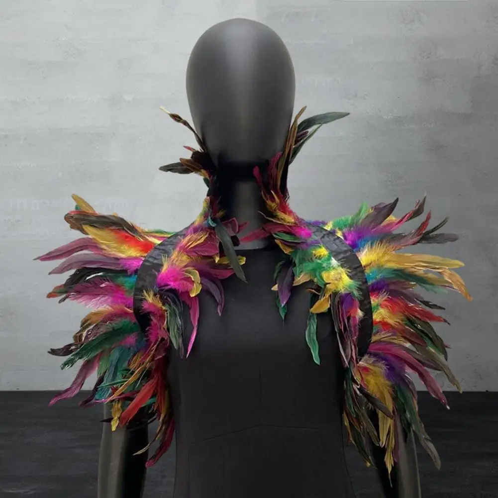 Adjustable Feather Shawl Feather Shrug Shawl Cape for Cosplay Party Stage Performance Adjustable Retro Collar Dancer Costume 4
