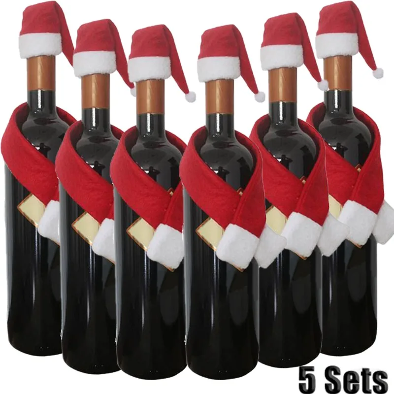

Рождественский набор из шарфа и шапки в виде винной бутылки Изысканная маленькая красная женская Праздничная Милая домашняя Модная одежда аксессуар