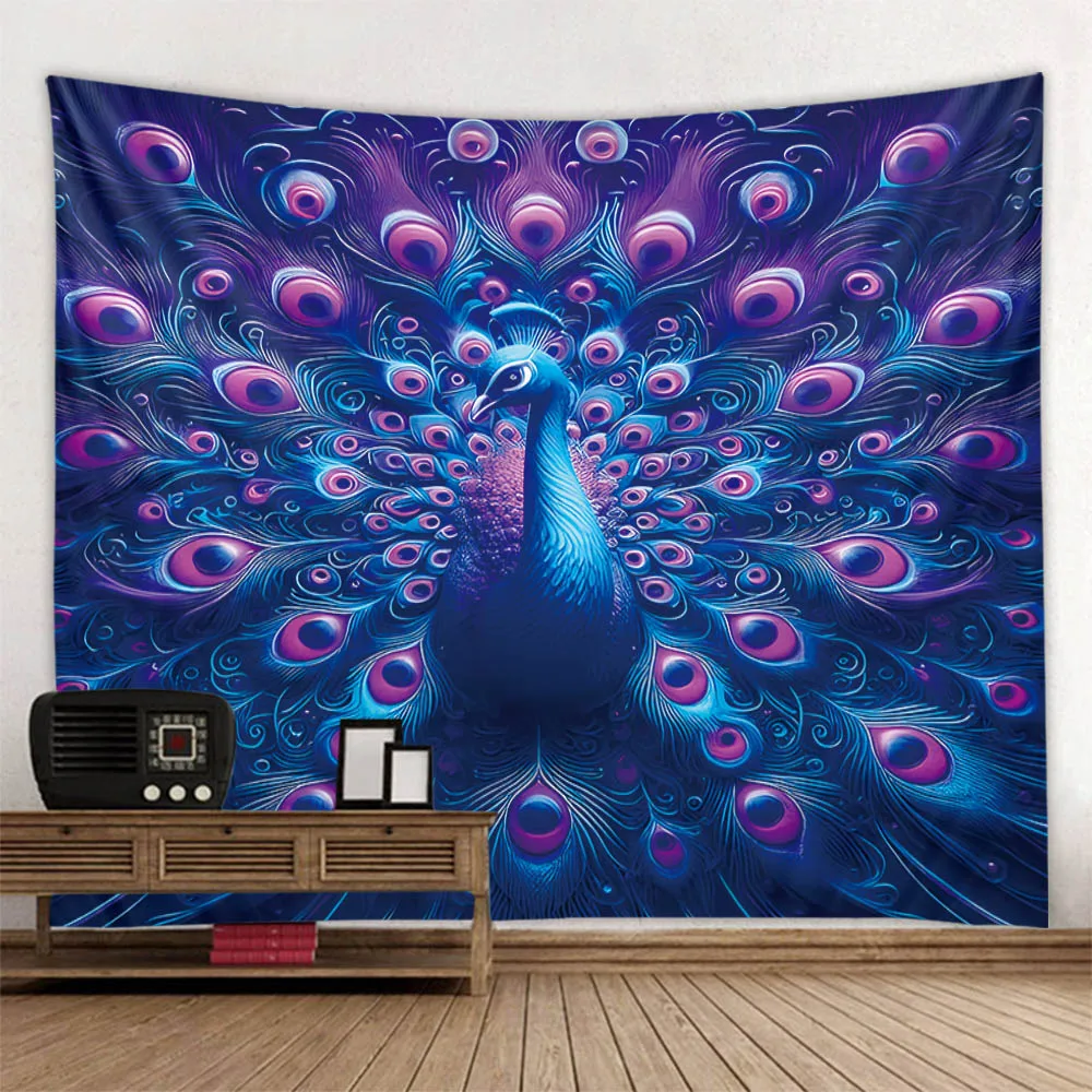 

Beautiful Peacock tapestry, flame bird art decoration, wall hanging cloth, hippie home, dormitory wall background poster
