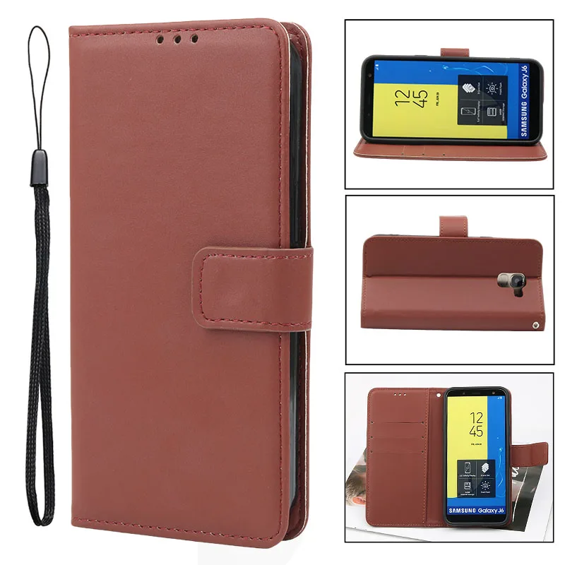 Elegant Leather Wallet Flip Phone Case with Lanyard and Card Slot