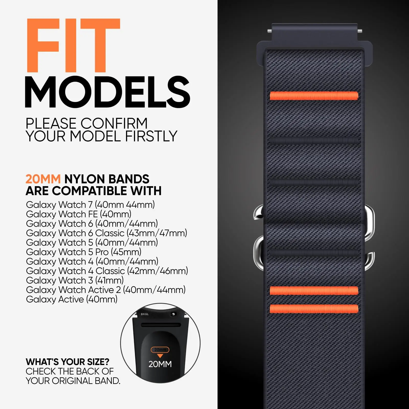 Versatile Nylon Smartwatch Strap - 20mm/22mm Adjustable Loop Bracelet