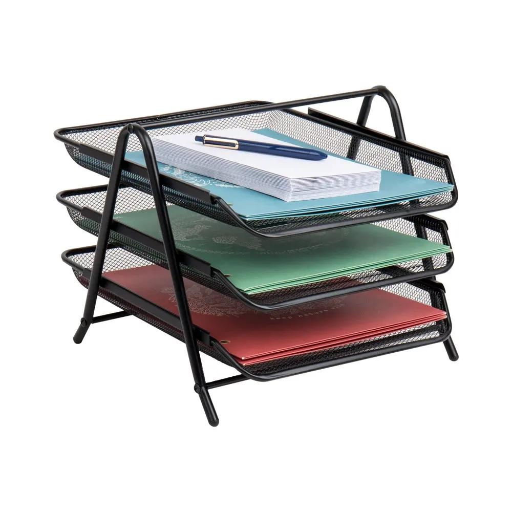 

2023 new Network Collection 3-Tier Paper Tray File Storage Desktop Organizer Black