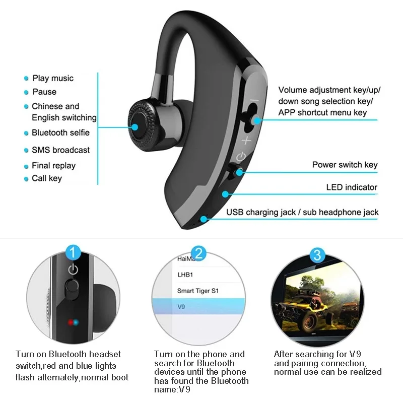 Bluetooth-kopfhörer Mit Mikrofon Für Kabelloses Business Telefon_voghion.com