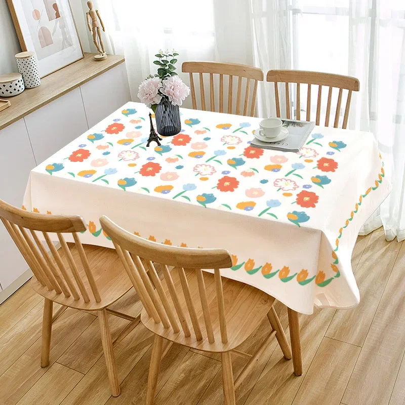 

Summer Flower Rectangle Tablecloth Wedding Party Decorations Reusable Waterproof Table Covers for Kitchen Dining Table Decor