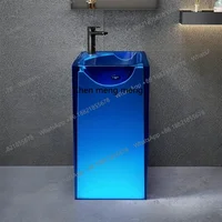 อ่างล้างหน้าเรซิ่นใสทรงเสา แบบตั้งพื้น สำหรับห้องน้ำ ระเบียง 1