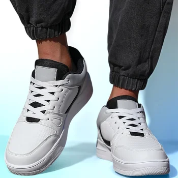 أحذية رياضية بيضاء للرجال إكسسوارات مفصلة أحذية مشي عالية الجودة للعمل المدرسي والترفيه أحذية عصرية مريحة ومرنة 3