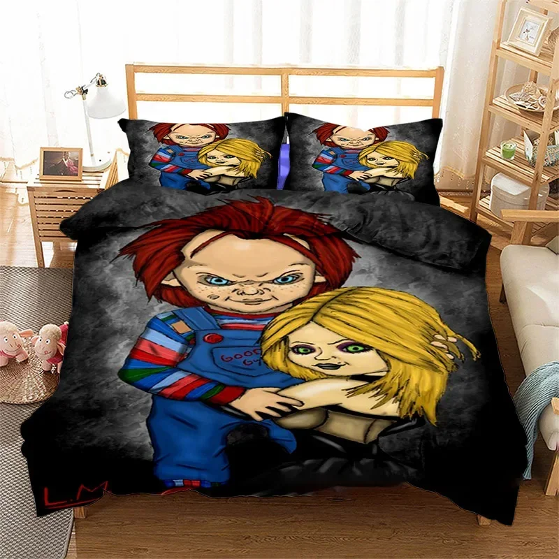 3D Printed Horror Movie Chucky Bedding Set Pillowcase Duvet Cover Double Twin Full Queen King Adult Kids Bedclothes Quilt Cover 5