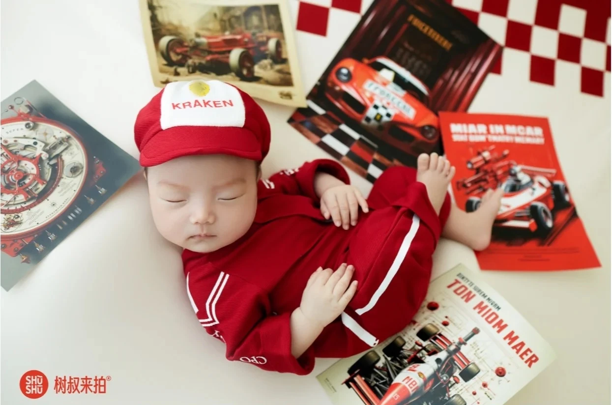 Dvotinst Newborn Baby Boys Photography Props F1 Racing Costume Overalls Caps Car Helmet Backdrop Cool Studio Shooting Photo Prop