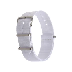 Universal Nylon Braided Waterproof Watch Strap - Fashionable Adjustable Watchband in Black Green - 20mm (White)