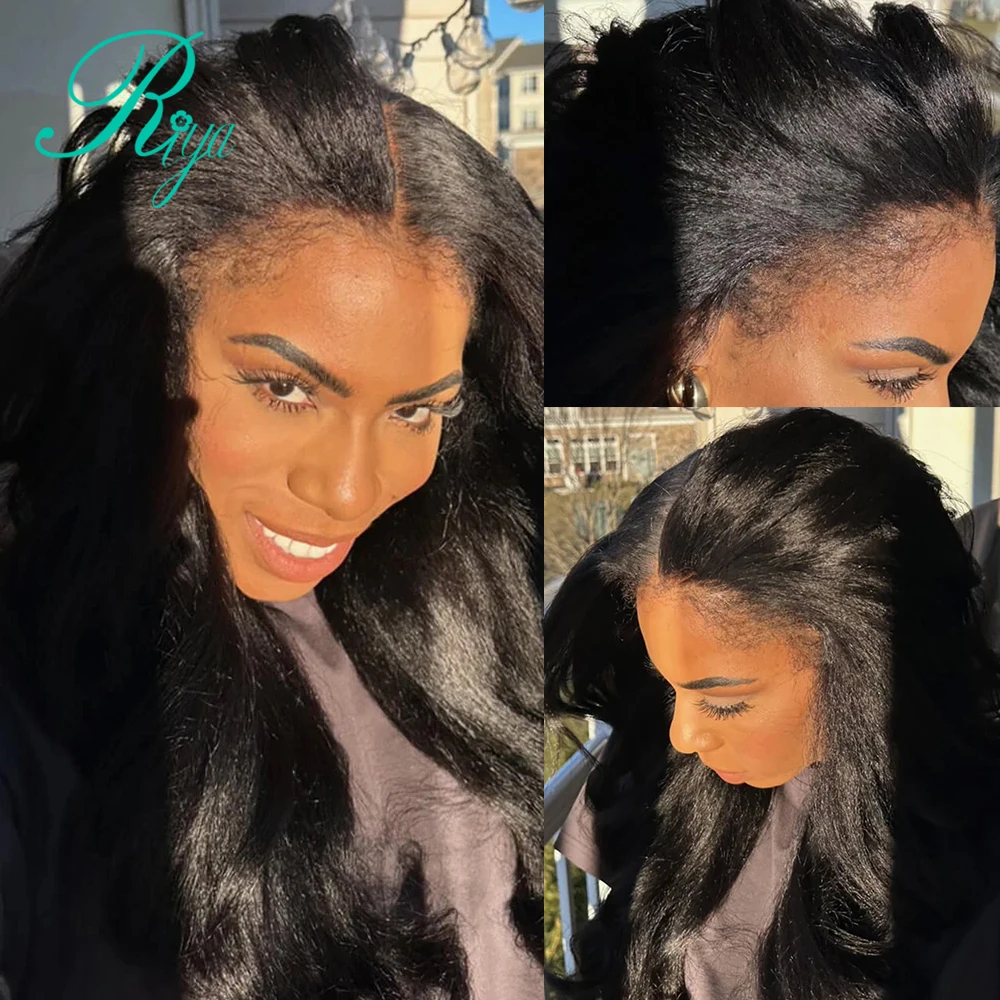 34 Inches Loose Wave Yaki 360 Invisible Strap Glueless Wig With Kinky Edges 4x4 5x7 Pre Cut Lace Lace Closure Human Hair Wigs