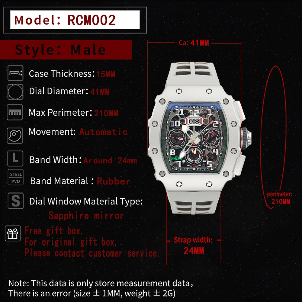 2022 Fashion New Men's Automatic Watch Stainless Steel Material Rubber Strap Sapphire Glass Mirror Casual Sports Waterproof