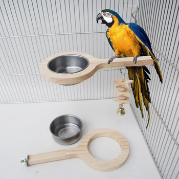Wood Parrot Stand Feeder 1