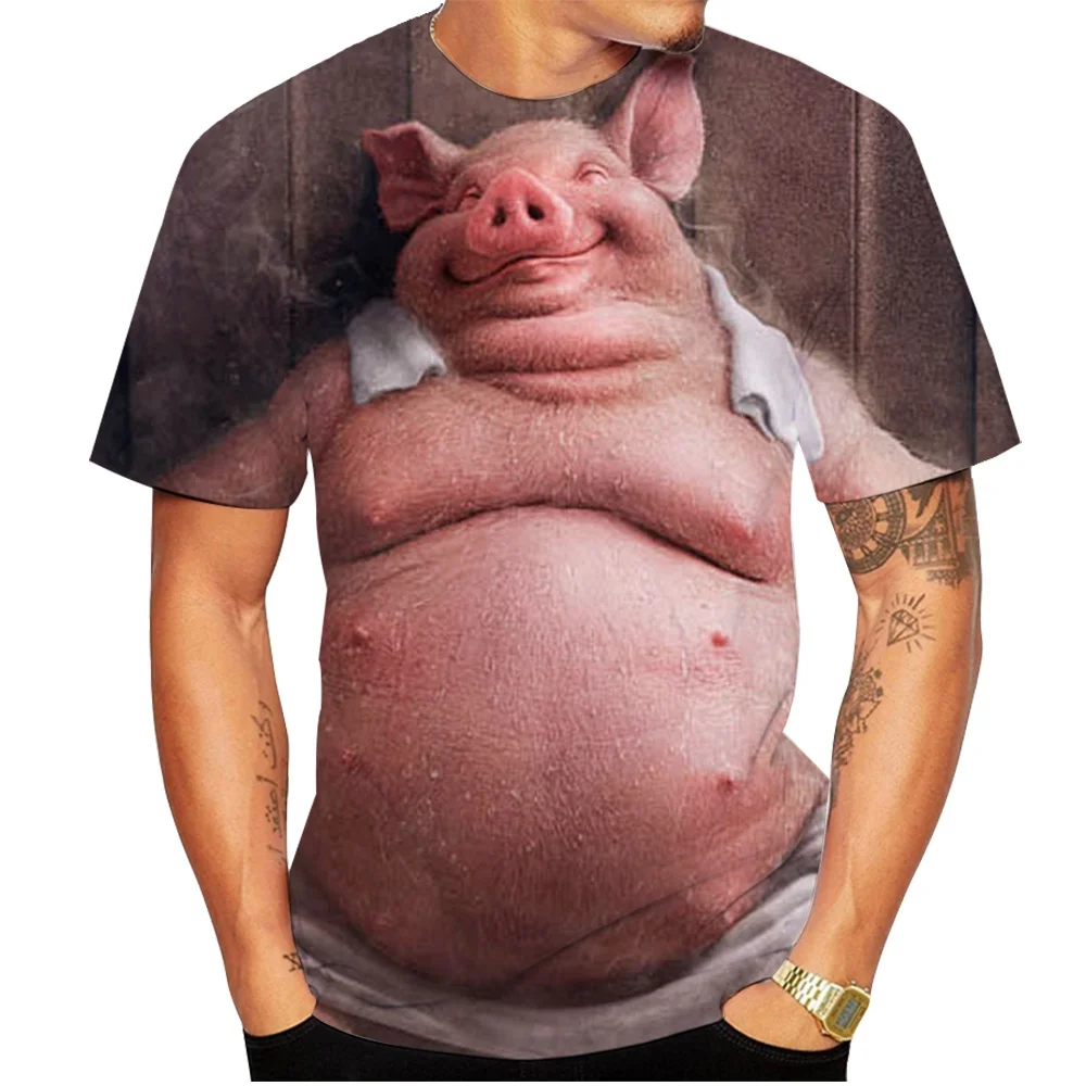 

New Popular Novelty Animal Pig 3d Printing T-shirt Funny Pig Casual Summer Polyester Oversize T-shirt